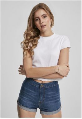Women's T-shirt with cropped ribs in white