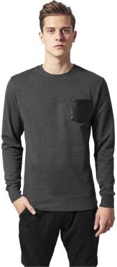 Contrasting Charcoal/Leather Crewneck Pocket