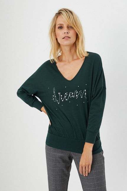 Cotton blouse with appliqué