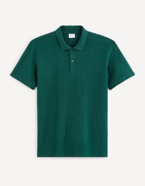 Tmavozelené pánske basic polo tričko Celio Feflame