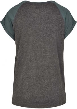 Women's raglan T-shirt with contrasting charcoal/bottlegreen