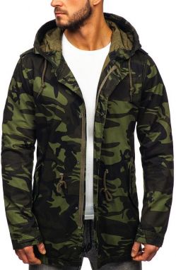 Men's Spring Parka with Hood 5391 - Khaki,