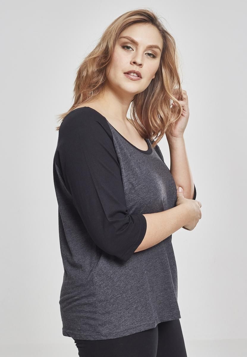 Women's 3/4 Contrast Raglan T-Shirt Coal/Black