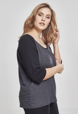 Women's 3/4 Contrast Raglan T-Shirt Coal/Black