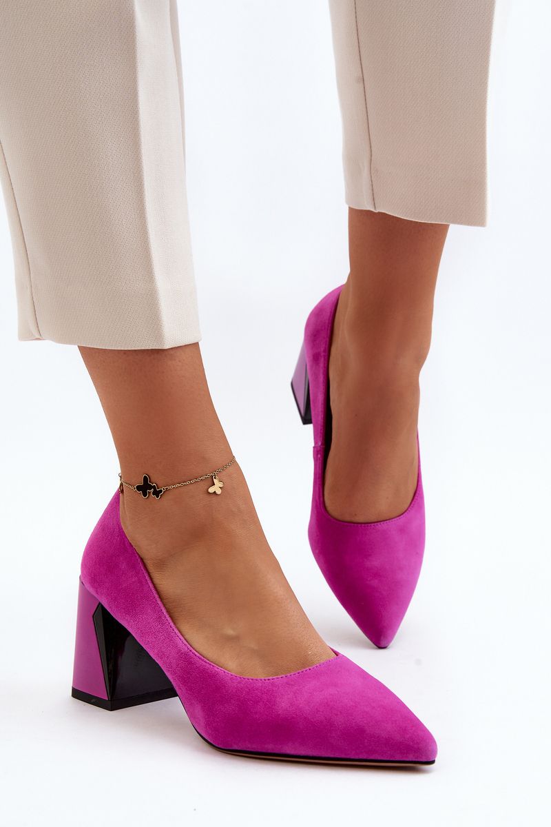 Fuchsia Alessyndra suede high heeled pumps