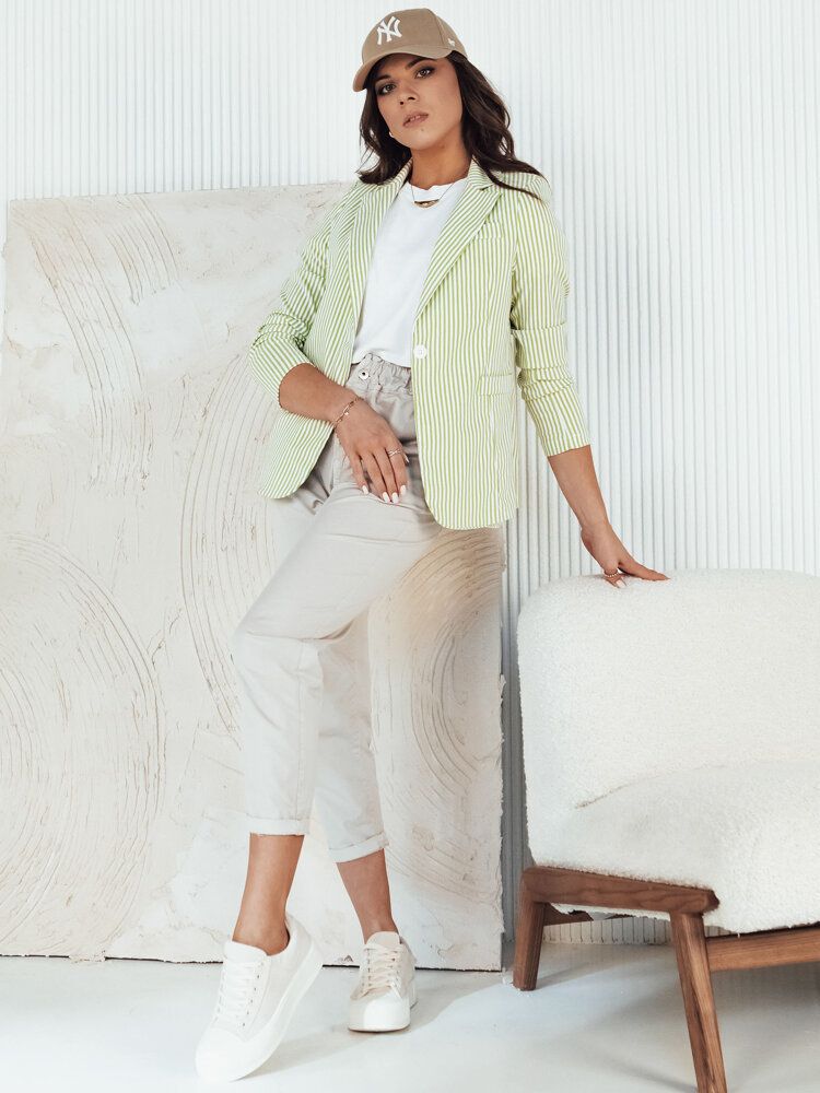 LINARO Women's Striped Jacket White and Green Dstreet