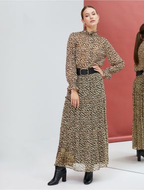 Koton Maxi šifónová sukňa s leopardím vzorom a volánikmi, s podšívkou.