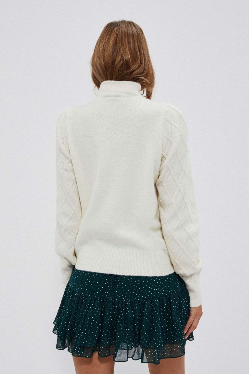 Turtleneck with geometric stitching