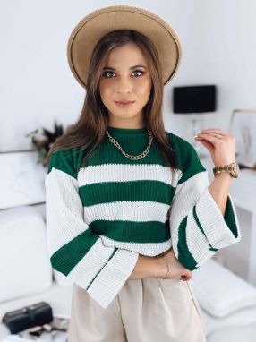 Women's sweater AMELIA green and white Dstreet
