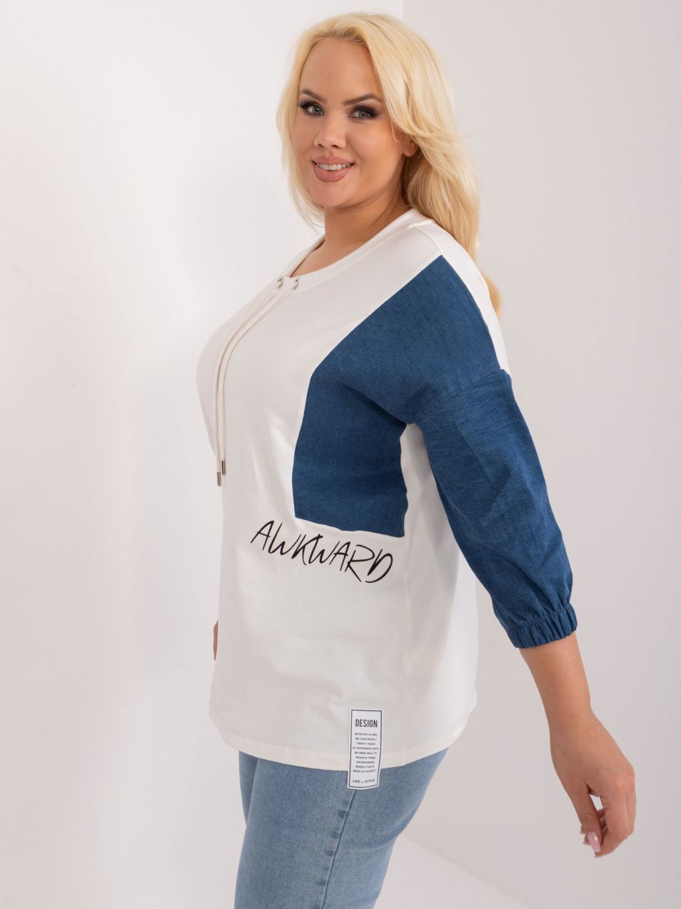 Cotton blouse plus size Ecru casual