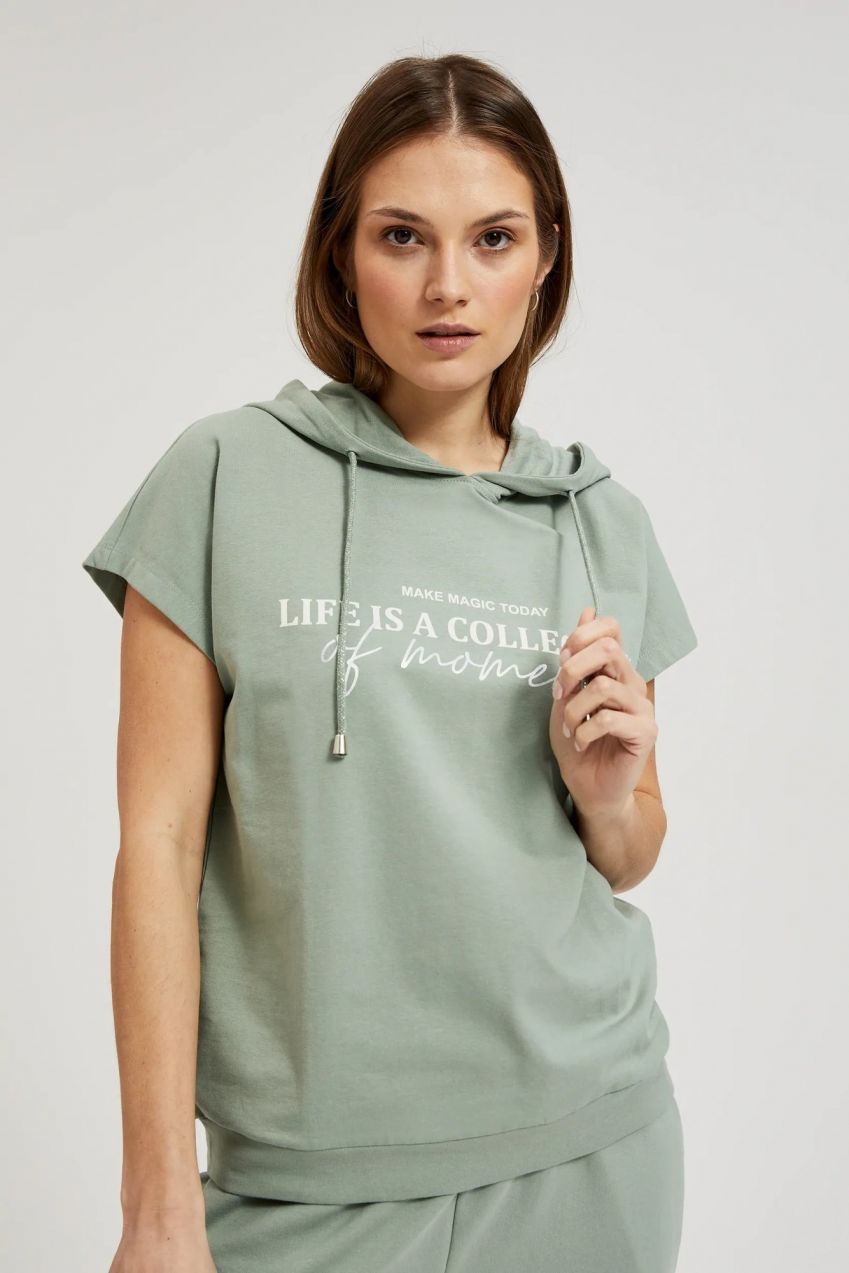 Women's sweatshirt with short sleeves MOODO - olive