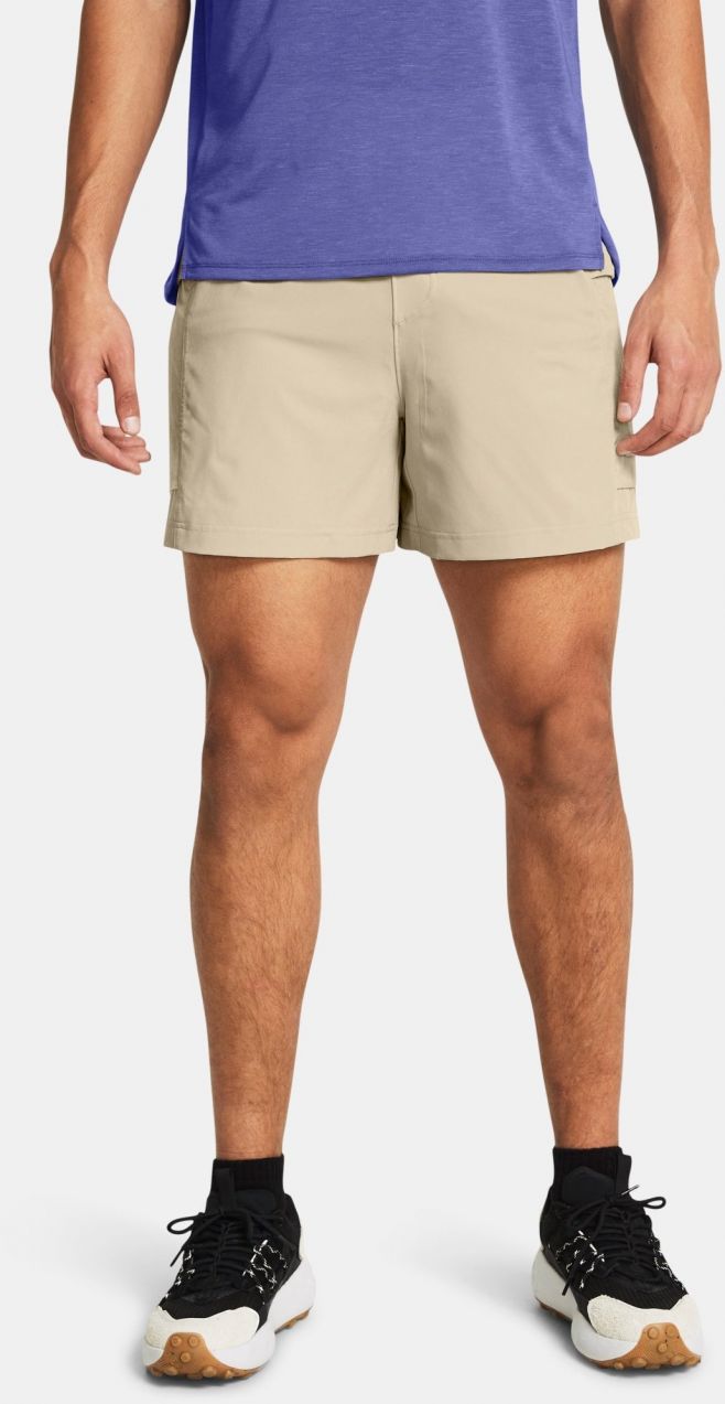 Béžové pánske športové kraťasy Under Armour UA TRAIL RUN 5'' SHORTS