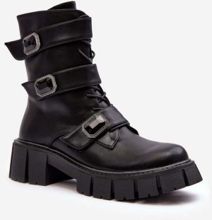 Women's leather work boots black S.Barski
