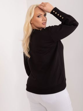 Black plus-size sweatshirt with buttons on the sleeves