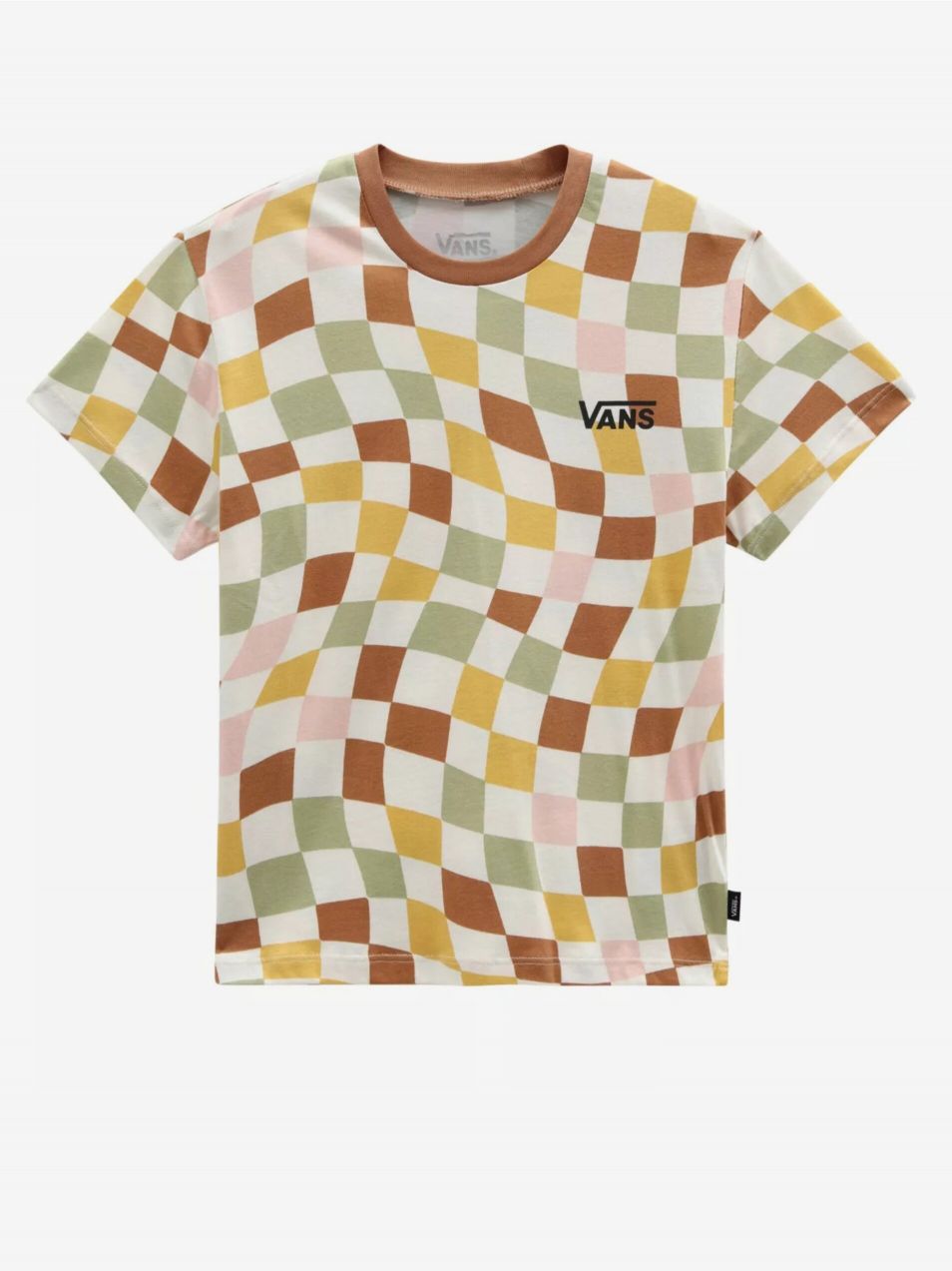 Bielo-hnedé dievčenské kockované tričko VANS Checker Print