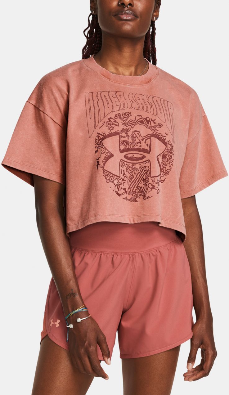 Marhuľové tričko Under Armour UA HW Dusk to Dawn Crop SS