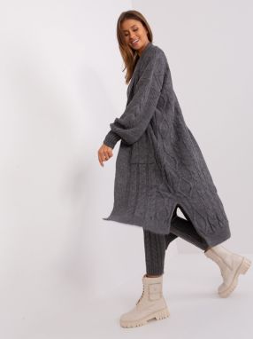 Dark grey cardigan with puff sleeves