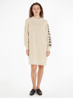 Béžové dámske svetrové šaty Tommy Hilfiger
