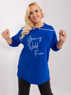 Cobalt blouse of larger size with print