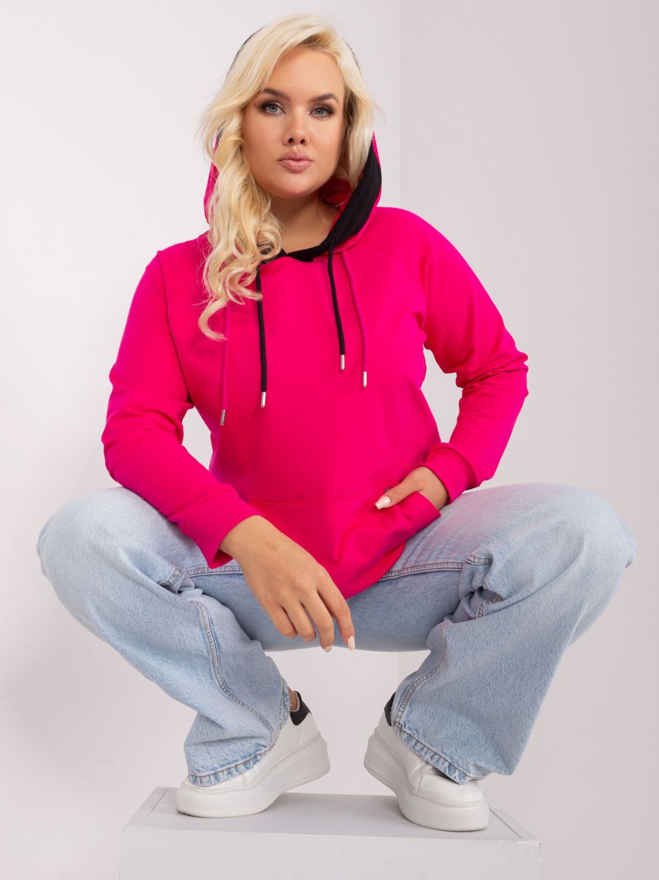 Základná mikina vo veľkosti fuchsia plus s vreckom