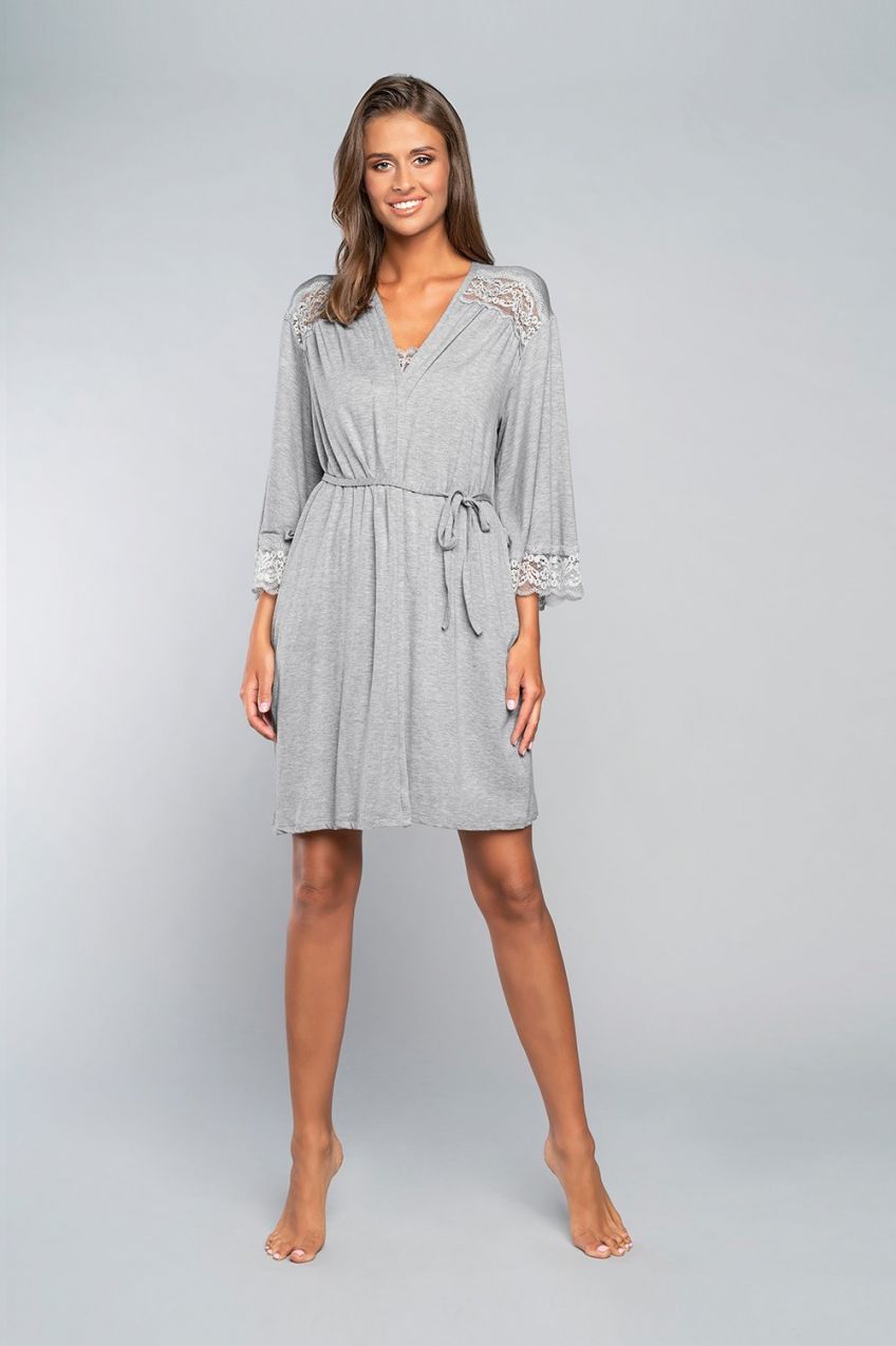 Samaria bathrobe with 3/4 sleeves - melange