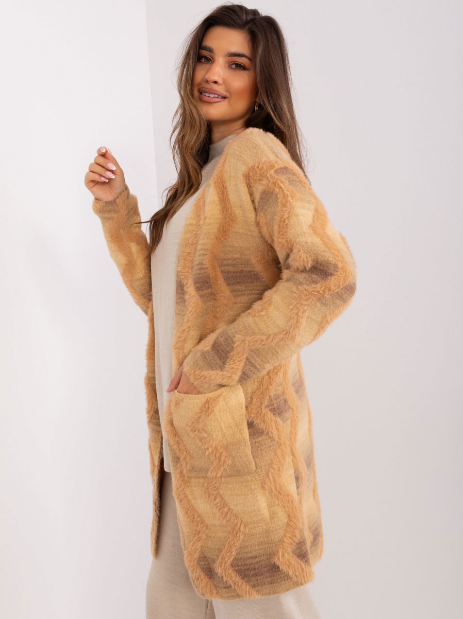 Beige knitted cardigan