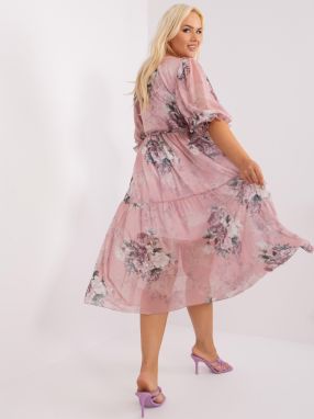 Pink plus-size dress with ruffles