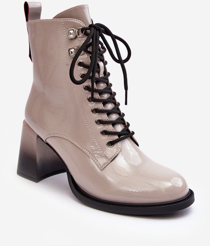D&A patent leather ankle boots light grey