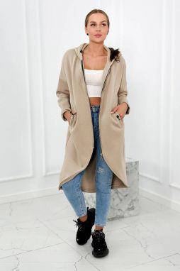 Long insulated sweatshirt light beige