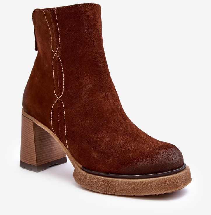 Women's suede boots with high heels Brown Lemar Remilda