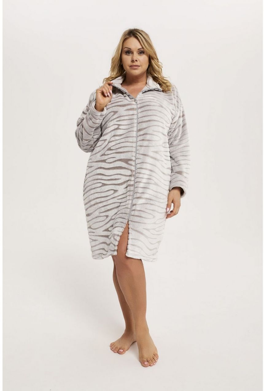 Meru women's bathrobe with long sleeves - grey