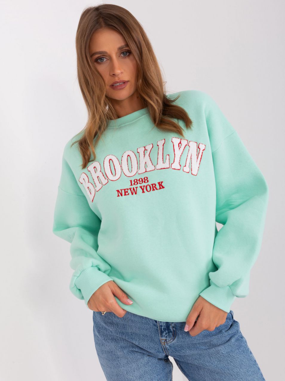 Mint women's hooded sweatshirt with inscription