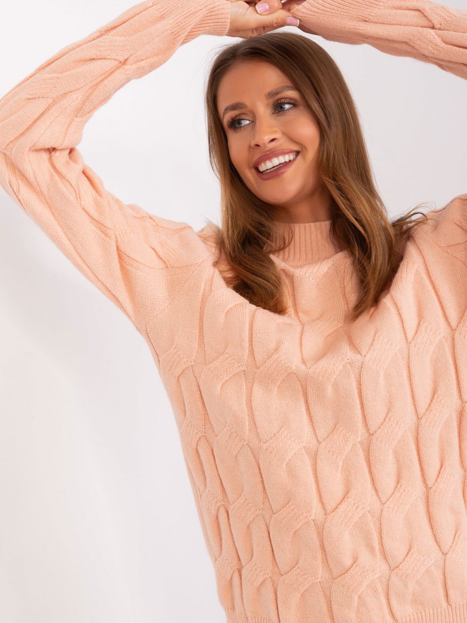 Women's cable sweater peach