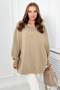 Insulated sweatshirt with Ciao Bella inscription light beige