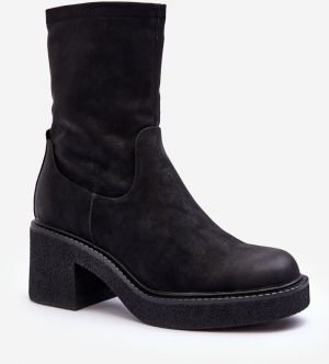 Women's boots with chunky heels black tozanna