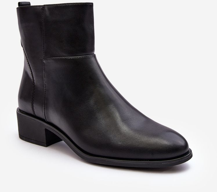 Women's leather boots with zipper black Semotti