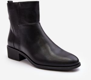 Women's leather boots with zipper black Semotti