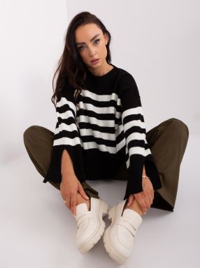 Black women's oversize striped sweater