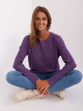 Purple classic sweater with a round neckline