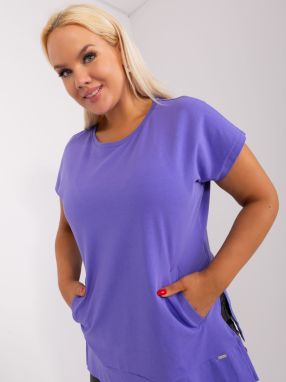 Purple basic cotton blouse plus sizes