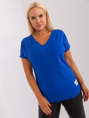 Basic cotton blouse plus sizes cobalt blue