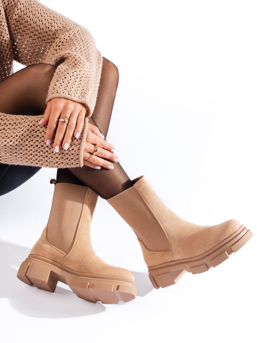 High boots suede boots beige Shelvt