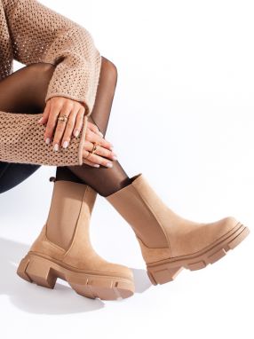 High boots suede boots beige Shelvt