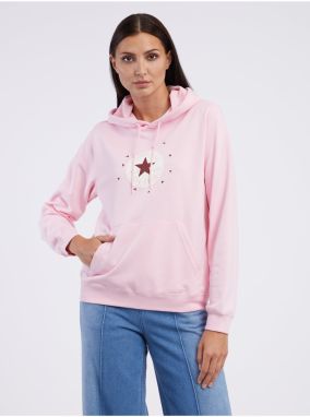 Světle růžová dámská mikina s kapucí Converse Radiating Love