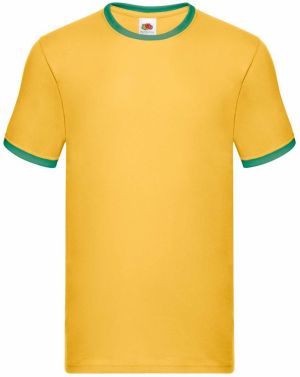 Men's Yellow T-shirt Ringer Fruit of the Loom