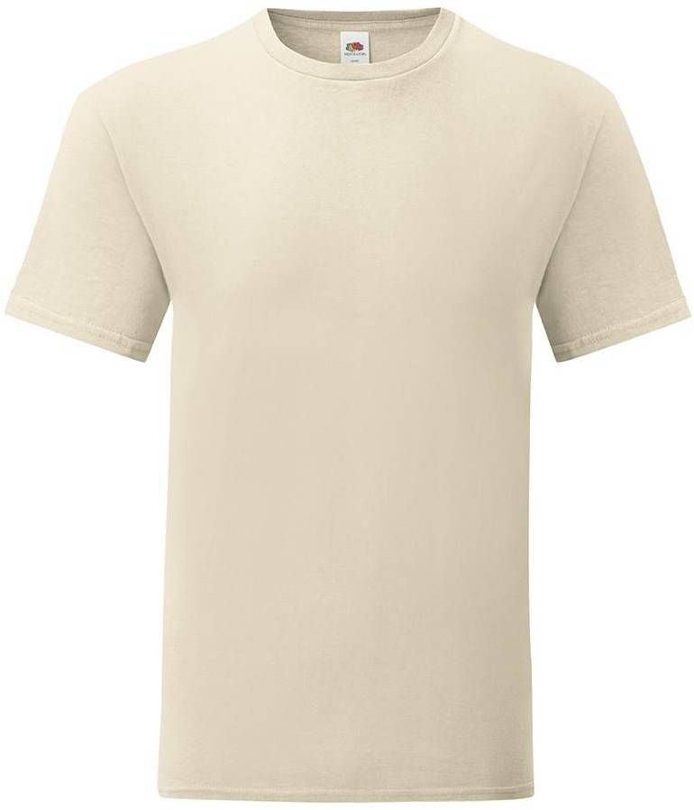 Beige men's t-shirt with combed cotton Iconic sleeve Fruit of the Loom