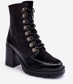 Massive lace-up ankle boots black Lathia