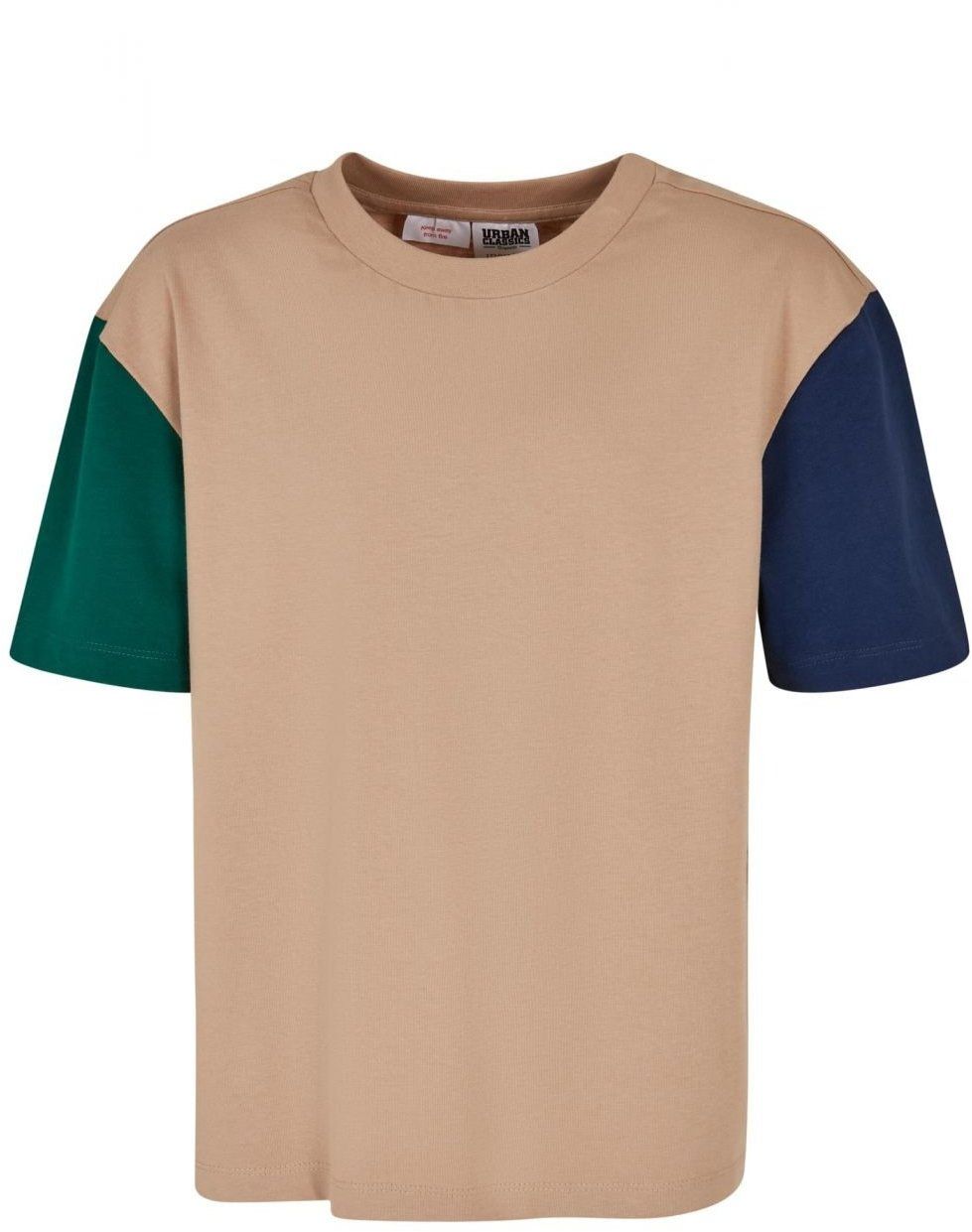 Boys' Organic Oversized T-Shirt Colorblock unionbeige