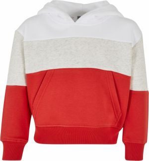 Girls' Oversized 3-Tone Hooded Hood White/Light Grey/Huge