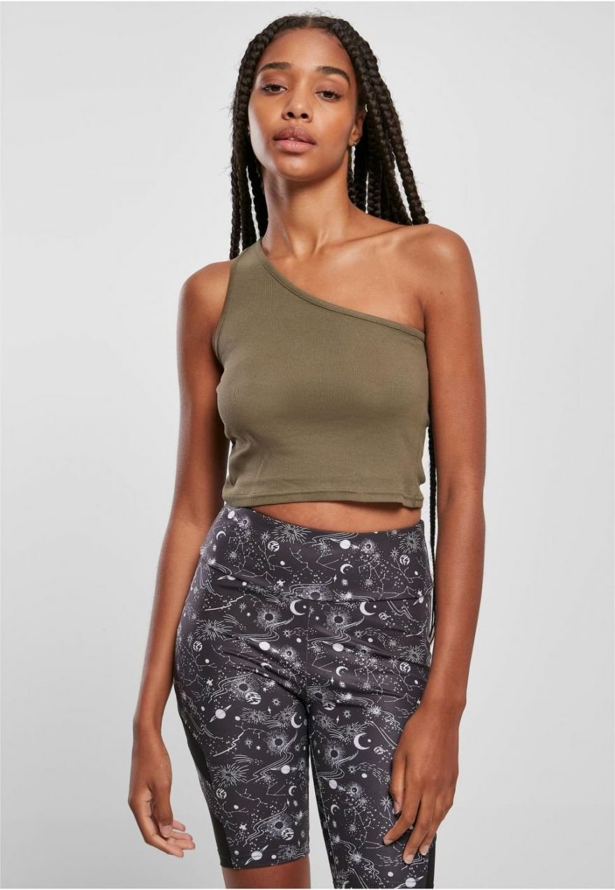 Women's cropped asymmetrical khaki top